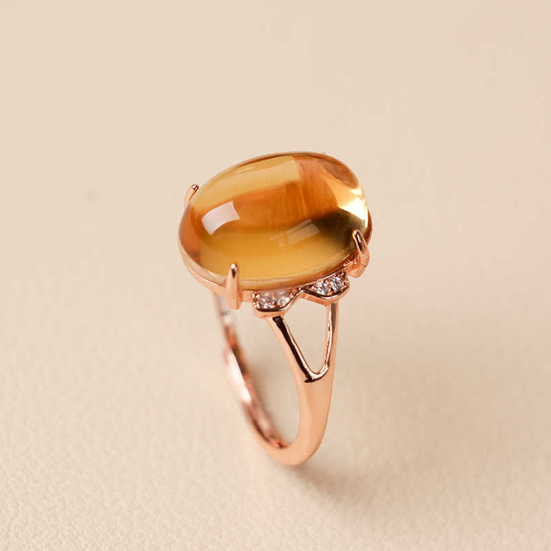 Natural Citrine 925 Silver Ring