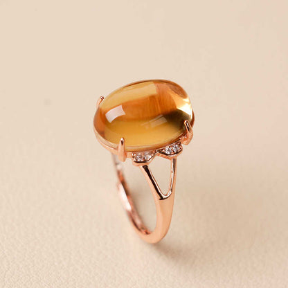 Natural Citrine 925 Silver Ring