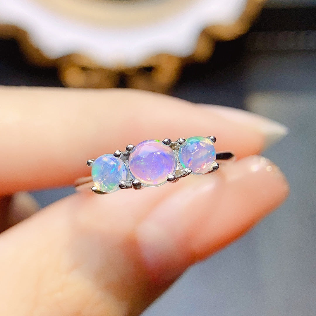 Natural White Opal Ring S925 Silver