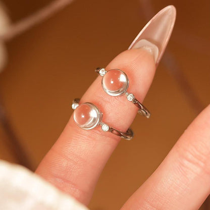 Natural white crystal 925 silver ring