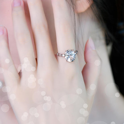 Natural white crystal 925 silver ring