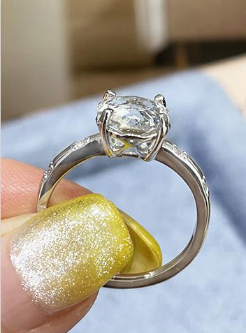 Natural white crystal 925 silver ring