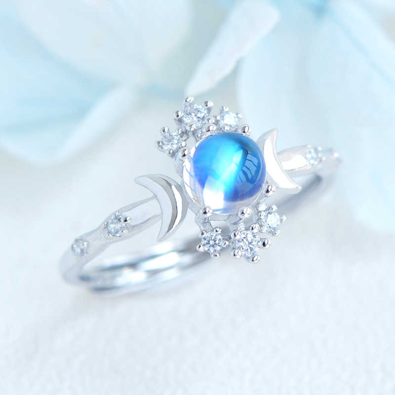 Natural moonstone 925 silver ring