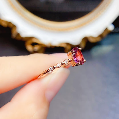 Natural Garnet Ring with S925 Silver Setting, Main Stone 5*7mm