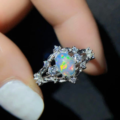 Vintage Natural Opal Ring 925 Silver