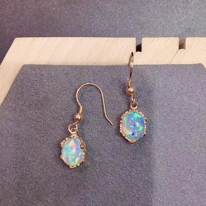 Natural Opal Earrings Set in S925 Silver, Main Stone 7*9mm