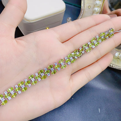 Natural Peridot Bracelet Set in 925 Sterling Silver 3*5mm