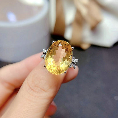 Natural Citrine 925 Silver Ring