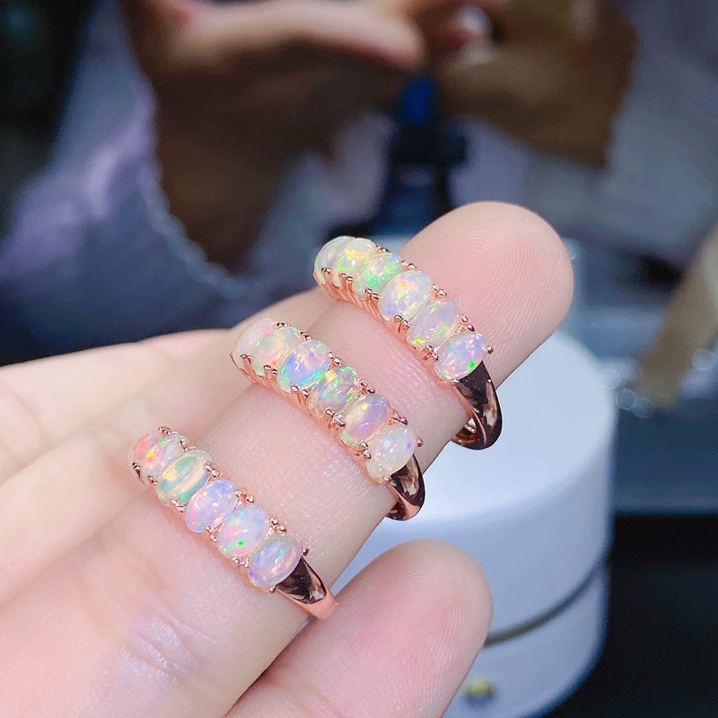 Natural Opal Women's Ring 925 Silver