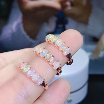 Natural Opal Women's Ring 925 Silver