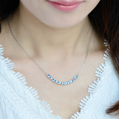 Natural Moonstone Pendant Necklace, S925 Silver Plated with Platinum