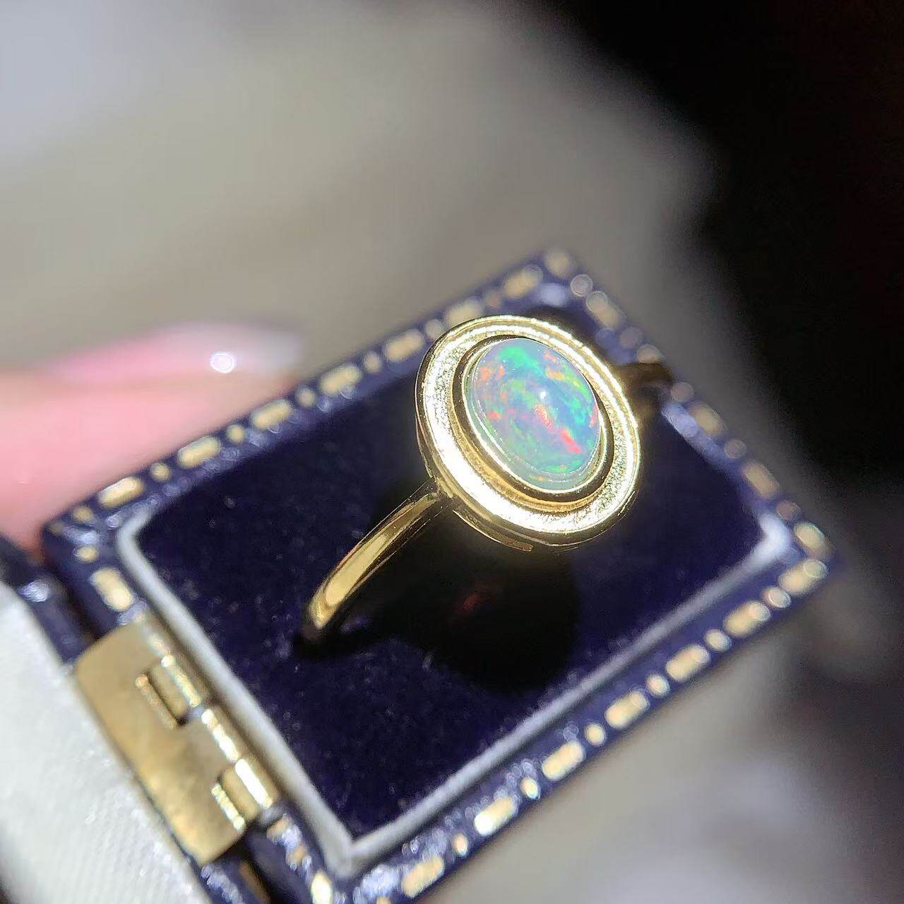 Bague Opale Naturelle Argent 925 Style Bouton