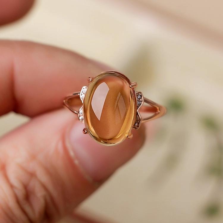 Natural Citrine 925 Silver Ring