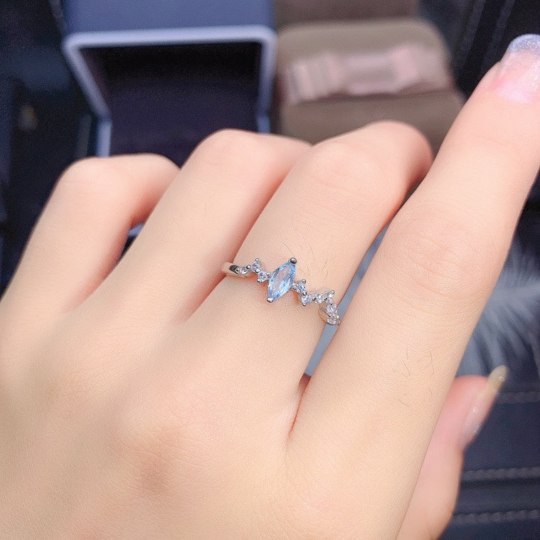 Natural aquamarine 925 silver ring
