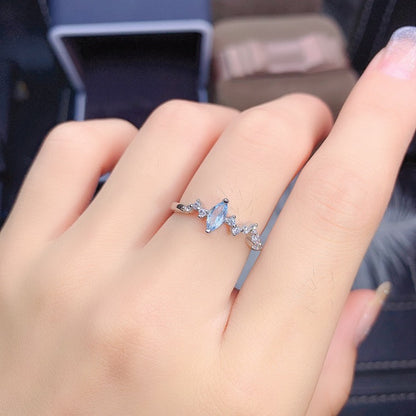 Natural aquamarine 925 silver ring