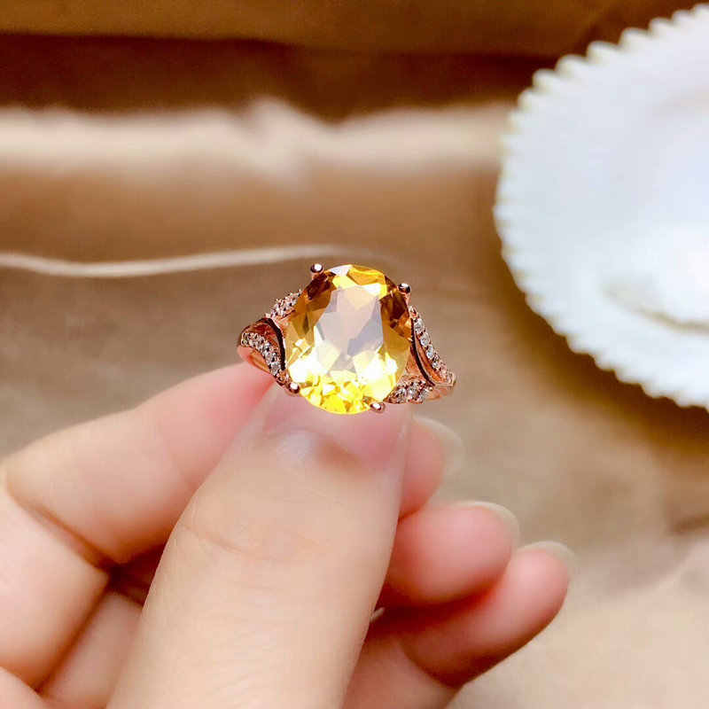 Natural Citrine 925 Silver Ring