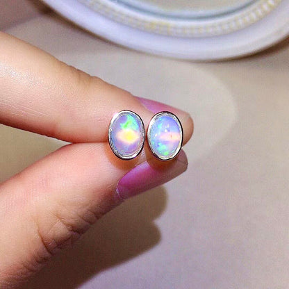 Natural Opal Earrings Set in S925 Silver, Main Stone 5*7mm