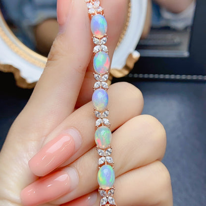 Natural Opal Bracelet Set in S925 Sterling Silver 6*8mm