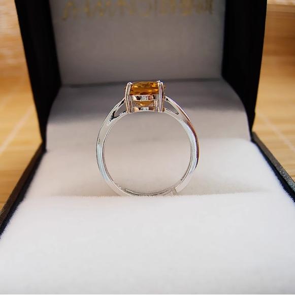 Natural Citrine 925 Silver Ring