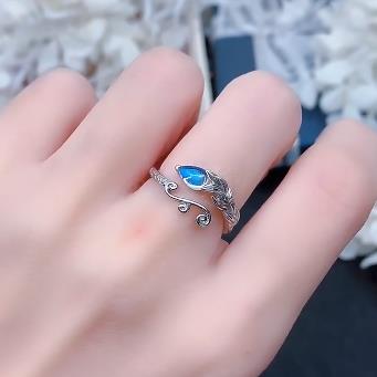 Sri Lanka Natural Moonstone 925 Silver Ring Phoenix Bird