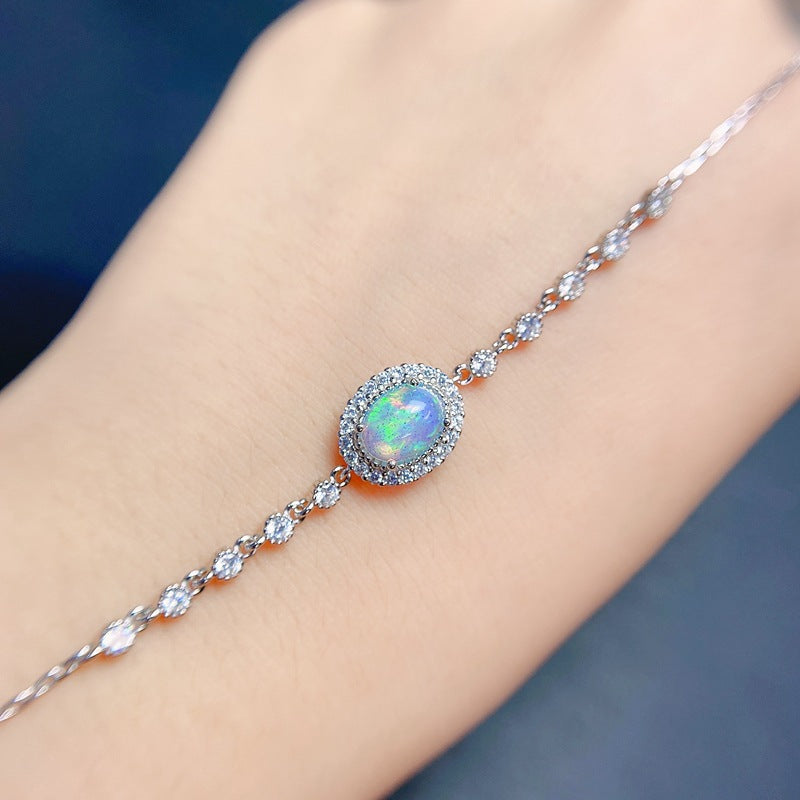Natural Opal Bracelet Set in S925 Sterling Silver