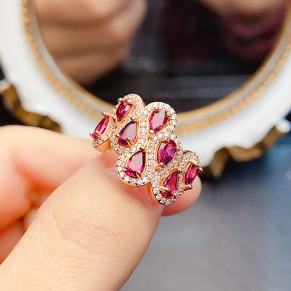 Natural Garnet Ring with S925 Silver Setting, Main Stone 3*5mm