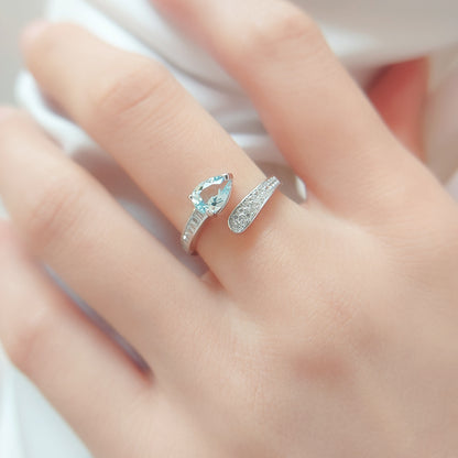 Natural aquamarine 925 silver ring