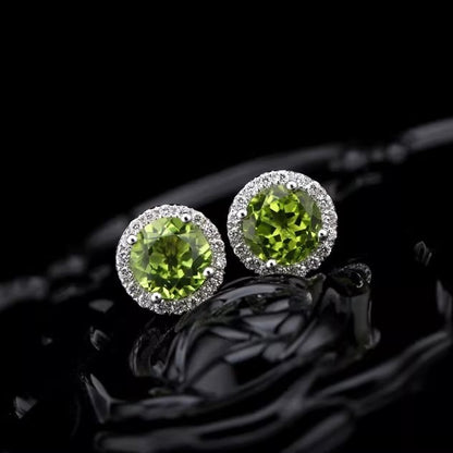 Natural Peridot Earrings Set in S925 Silver, Main Stone 5*5mm