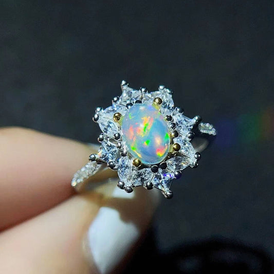 Natural Opal Ring 925 Silver