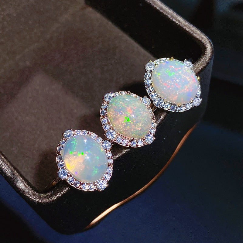 Natural Opal Ring 925 Silver 8*10mm