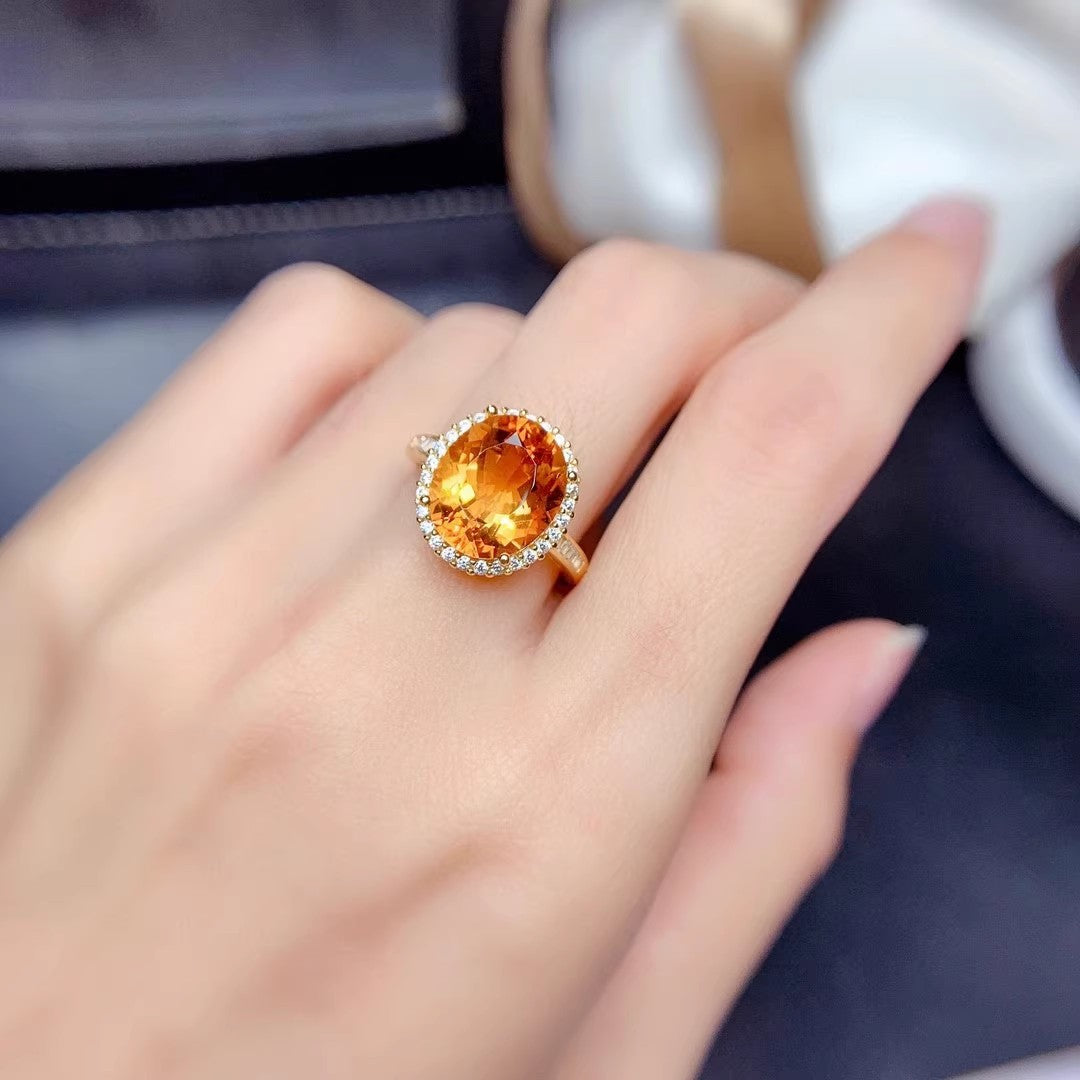 Natural Citrine 925 Silver Ring