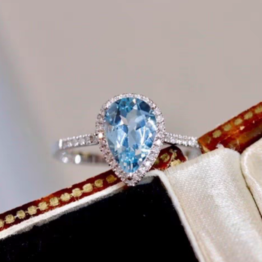 Natural aquamarine 925 silver ring