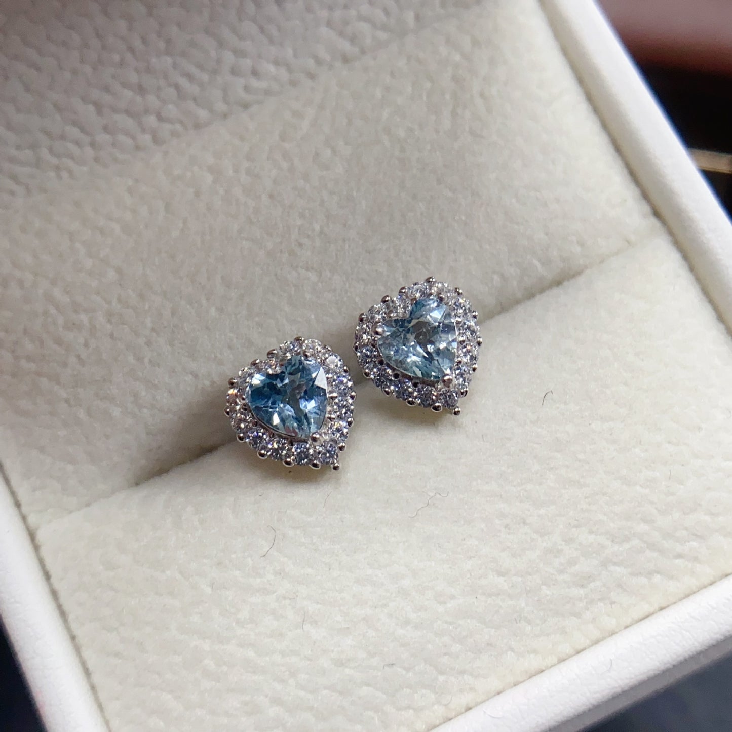 Natural Aquamarine Earrings, 925 Silver Plated with Platinum, Main Stone 5*5mm