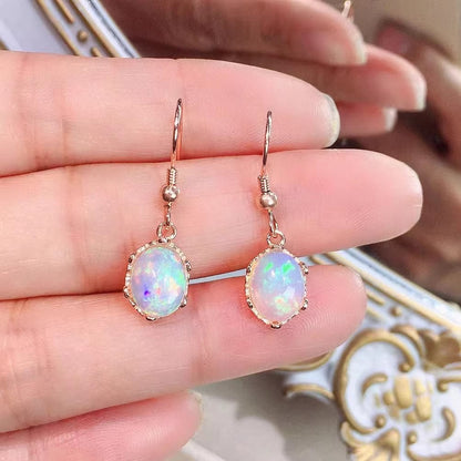 Natural Opal Earrings Set in S925 Silver, Main Stone 7*9mm