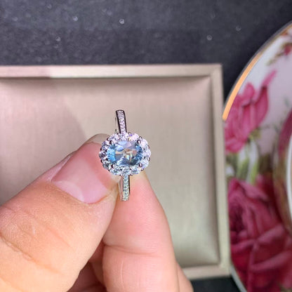 Natural aquamarine 925 silver ring