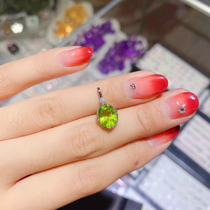 Natural Peridot Earrings Set in S925 Silver, Main Stone 7*9mm