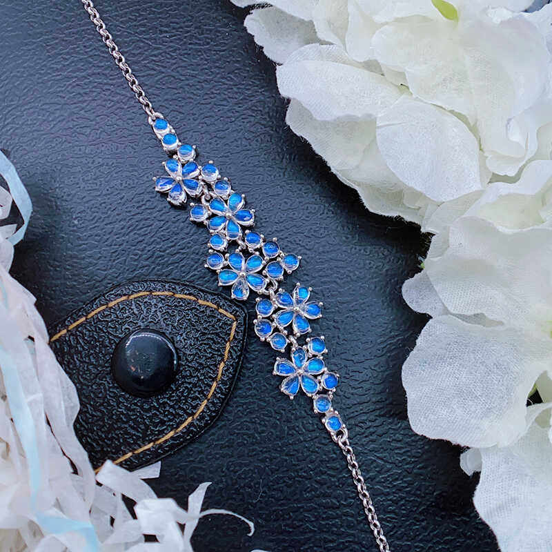 Natural Moonstone Bracelet, S925 Silver Plated with Platinum