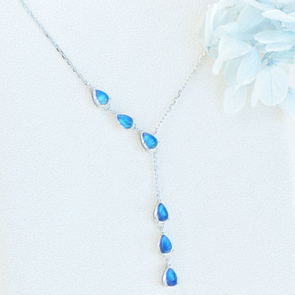 Natural Moonstone Pendant Necklace, S925 Silver Plated with Platinum