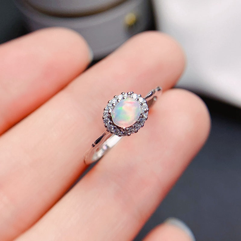 Natural Opal Ring 925 Silver 4*5mm