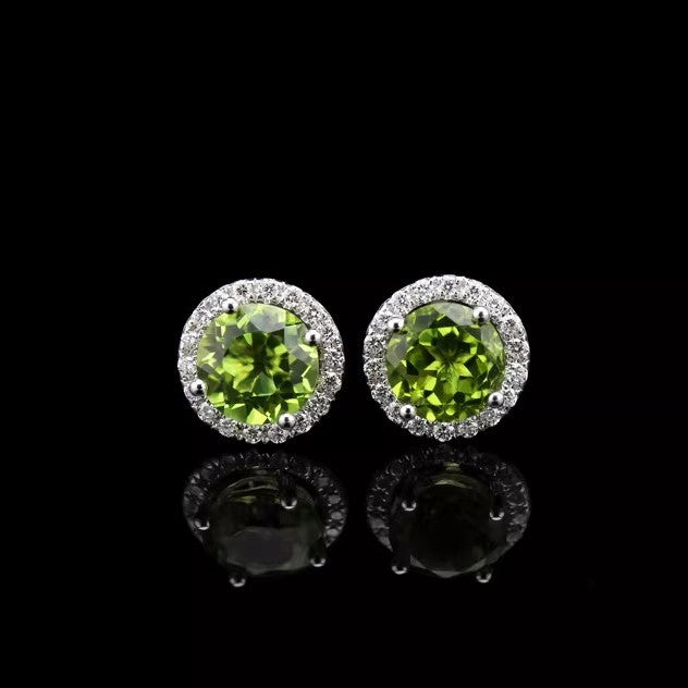 Natural Peridot Earrings Set in S925 Silver, Main Stone 5*5mm