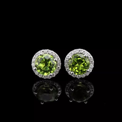 Natural Peridot Earrings Set in S925 Silver, Main Stone 5*5mm