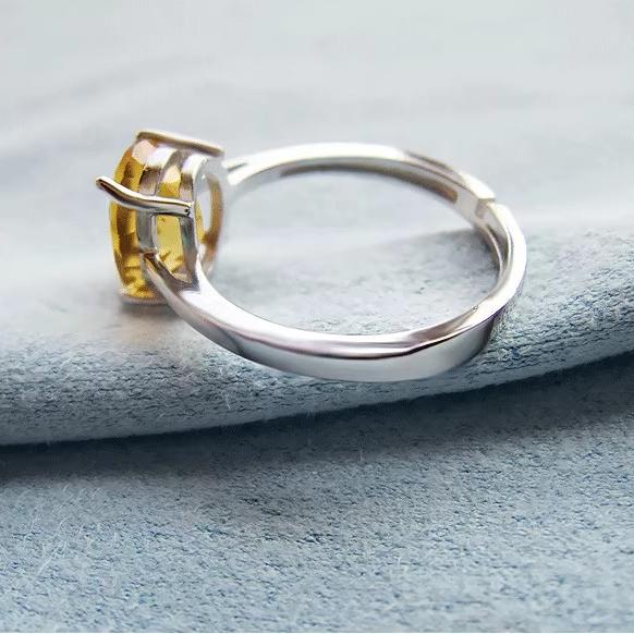Natural Citrine 925 Silver Ring