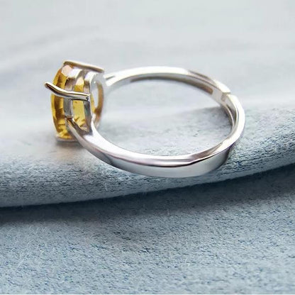 Natural Citrine 925 Silver Ring