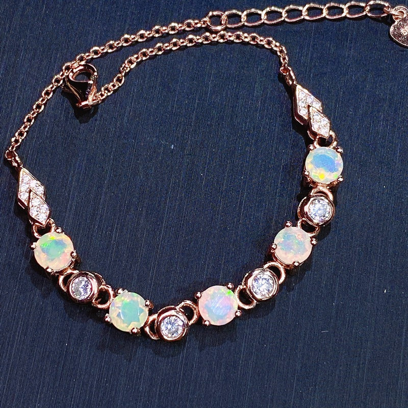 Natural Opal Bracelet Set in S925 Sterling Silver 5*5mm