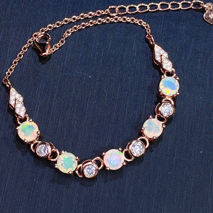 Natural Opal Bracelet Set in S925 Sterling Silver 5*5mm