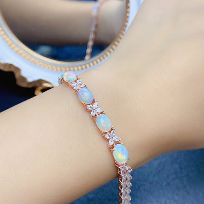 Natural Opal Bracelet Set in S925 Sterling Silver 6*8mm
