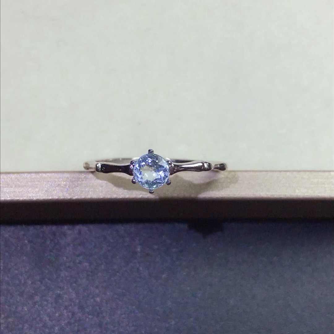 Natural aquamarine 925 silver ring
