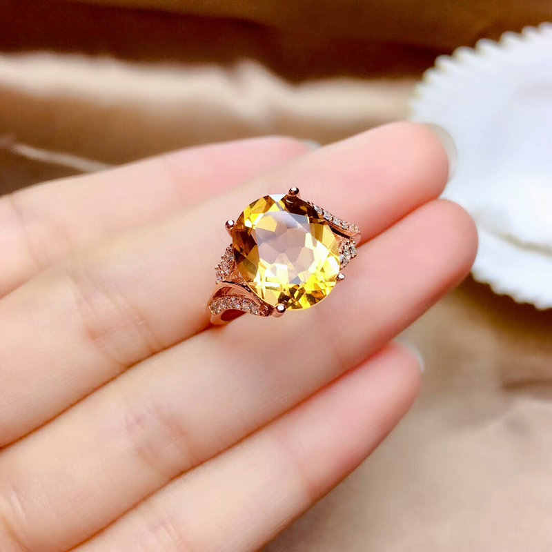 Natural Citrine 925 Silver Ring
