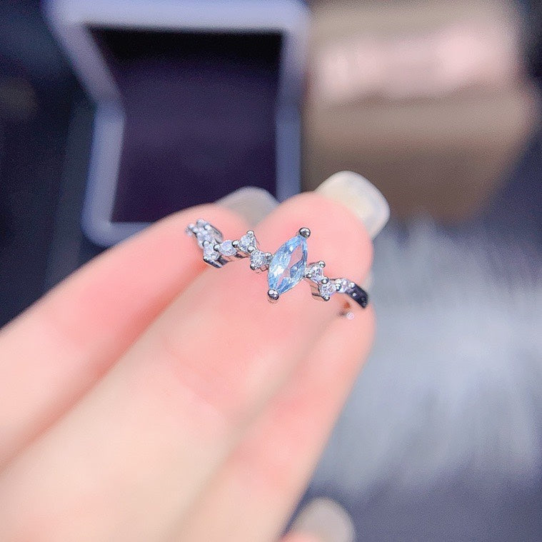 Natural aquamarine 925 silver ring