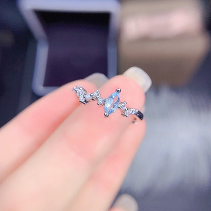 Natural aquamarine 925 silver ring